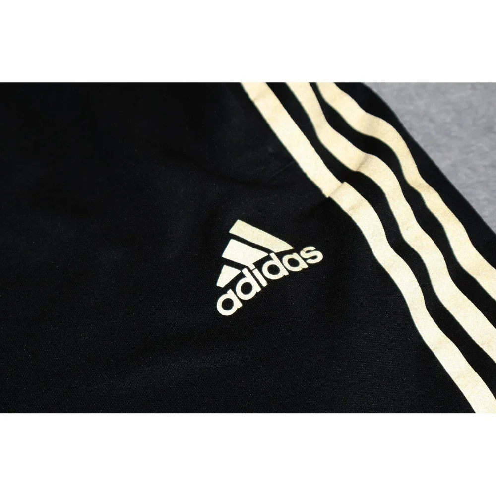 Adidas Track Pants Mens Large Black Reflective Gold 3-Stripe Ankle Zip Joggers